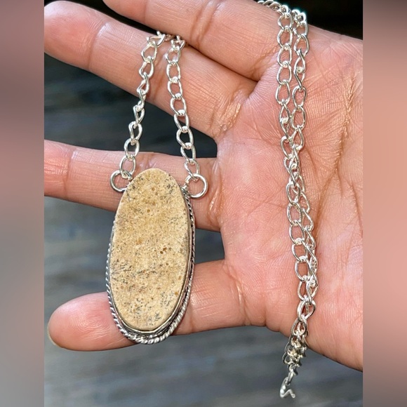 Dendritic Fossil Pendant Necklace 15” - 17” - Picture 6 of 9